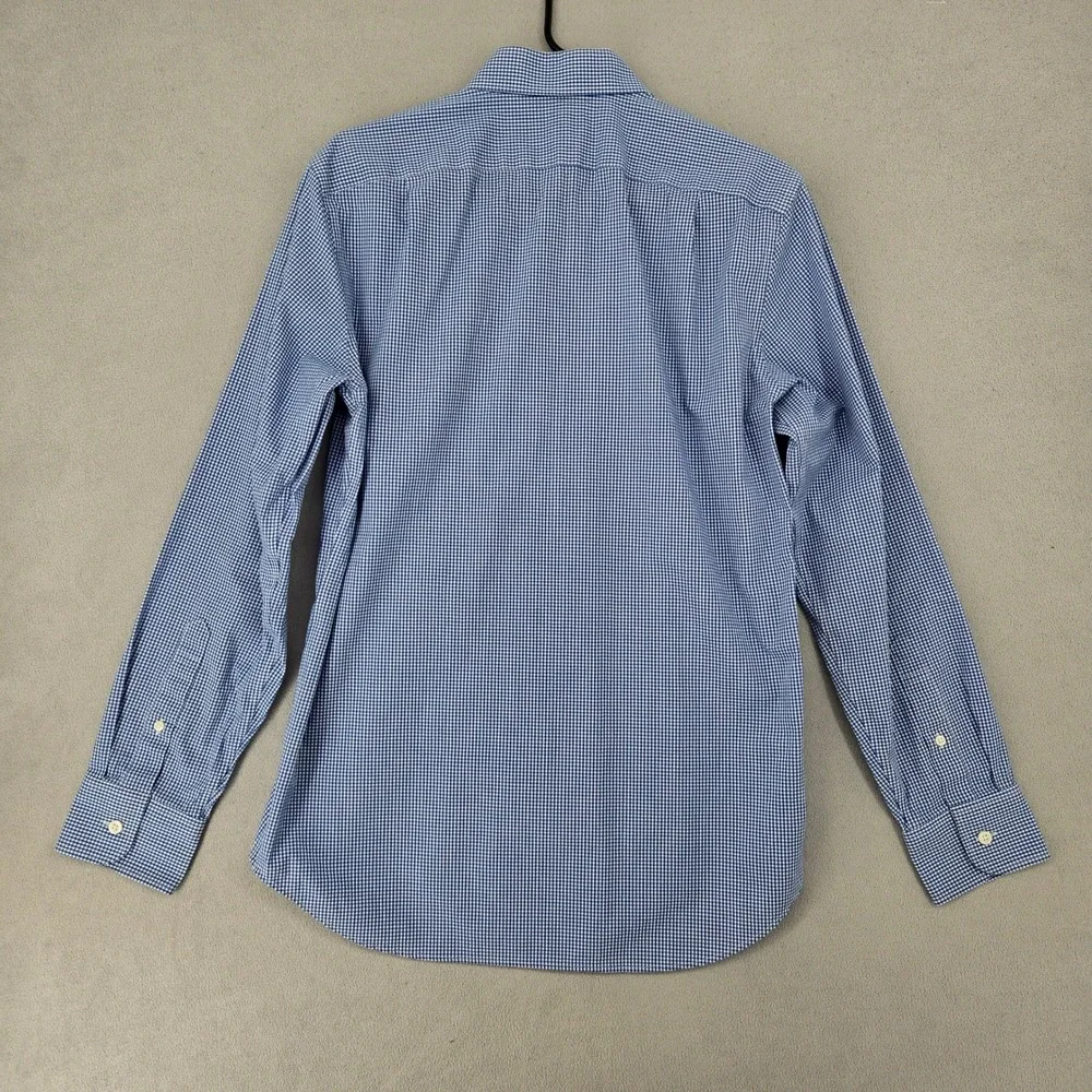 J. Crew Mens M 15-15.5 Thompson Blue Gingham Button Down Flex Wrinkle Free Shirt